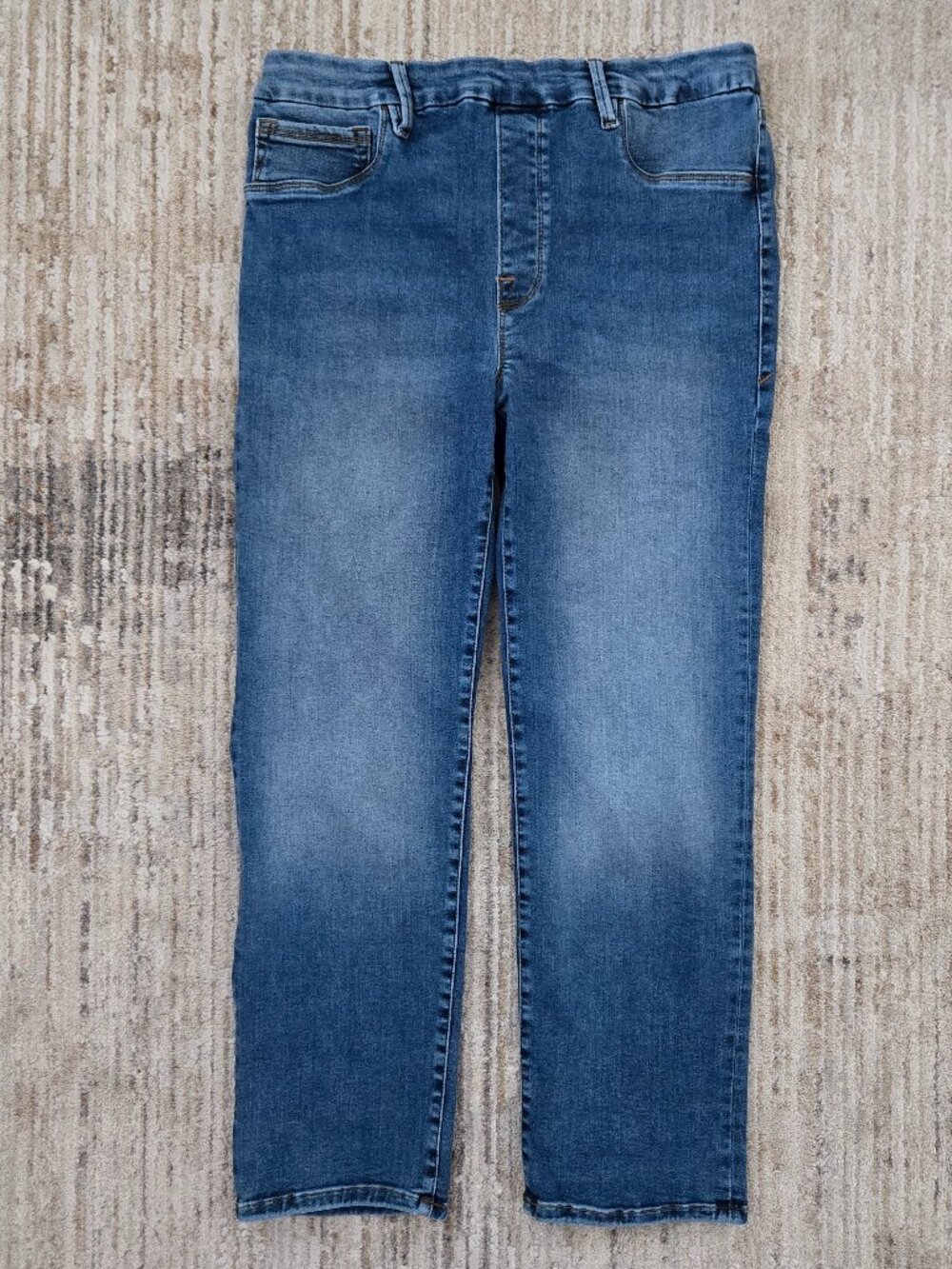 Good American Pull On Straight Jeans Womens Medium Blue Stretchy High Rise XL